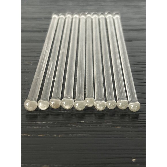 Lot of 10 Clear MCM Glass Swizzle Stir Sticks 6" Cocktail Barware Martini Party - Picture 4 of 5